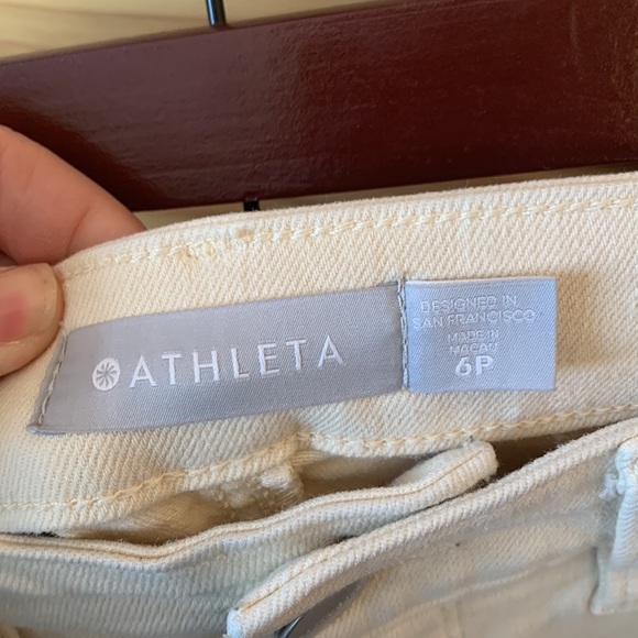 Athleta Sculptek High Waist Flex Straight Leg Ankle Jean Bone Size 6 Petite - Picture 3 of 10